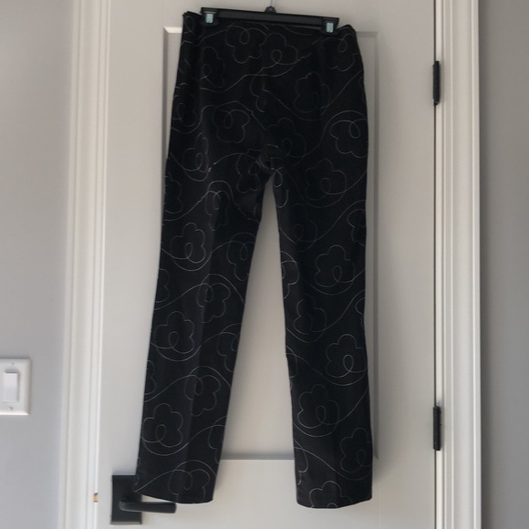 Erik Spencer Black Floral Pants with White Stitching - Picture 4 of 7